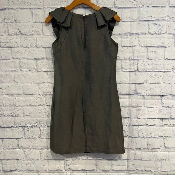 J. Crew Gray Ruffle‎ Collar Lined Sheath Dress - Picture 3 of 8